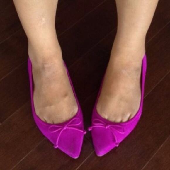 Banana Republic Pointed Toe Robin Ballet Flat suede fuchsia pink sz 6 - Picture 6 of 7